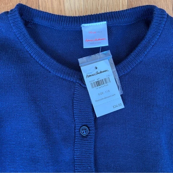 NWT Hanna Andersson 110 5 Navy Blue Cardigan - Picture 2 of 3